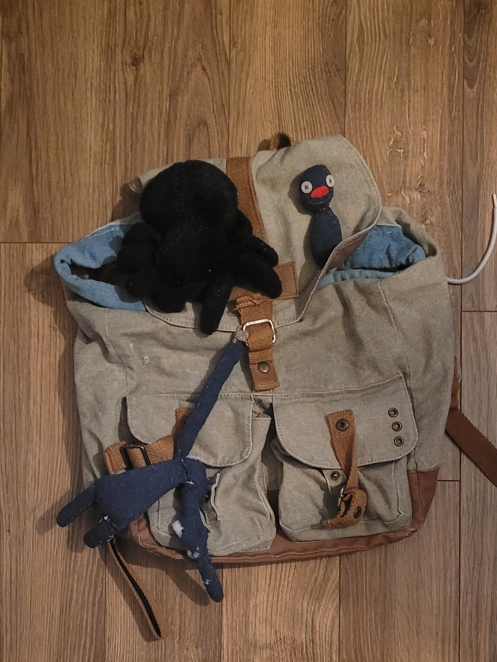 Backpack With Hand Made Made Sock Animals